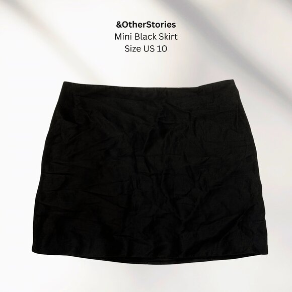 &OtherStories Black Suede Mini Skirt Size US 10 - A-Line Short Skirt - Picture 1 of 1